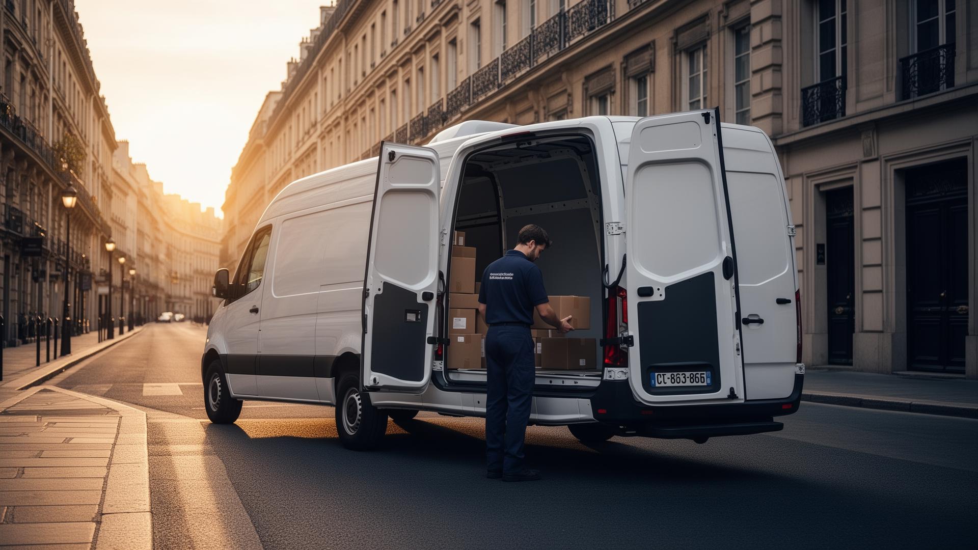 Last-Mile Zustellfahrzeug bei der Paketzustellung